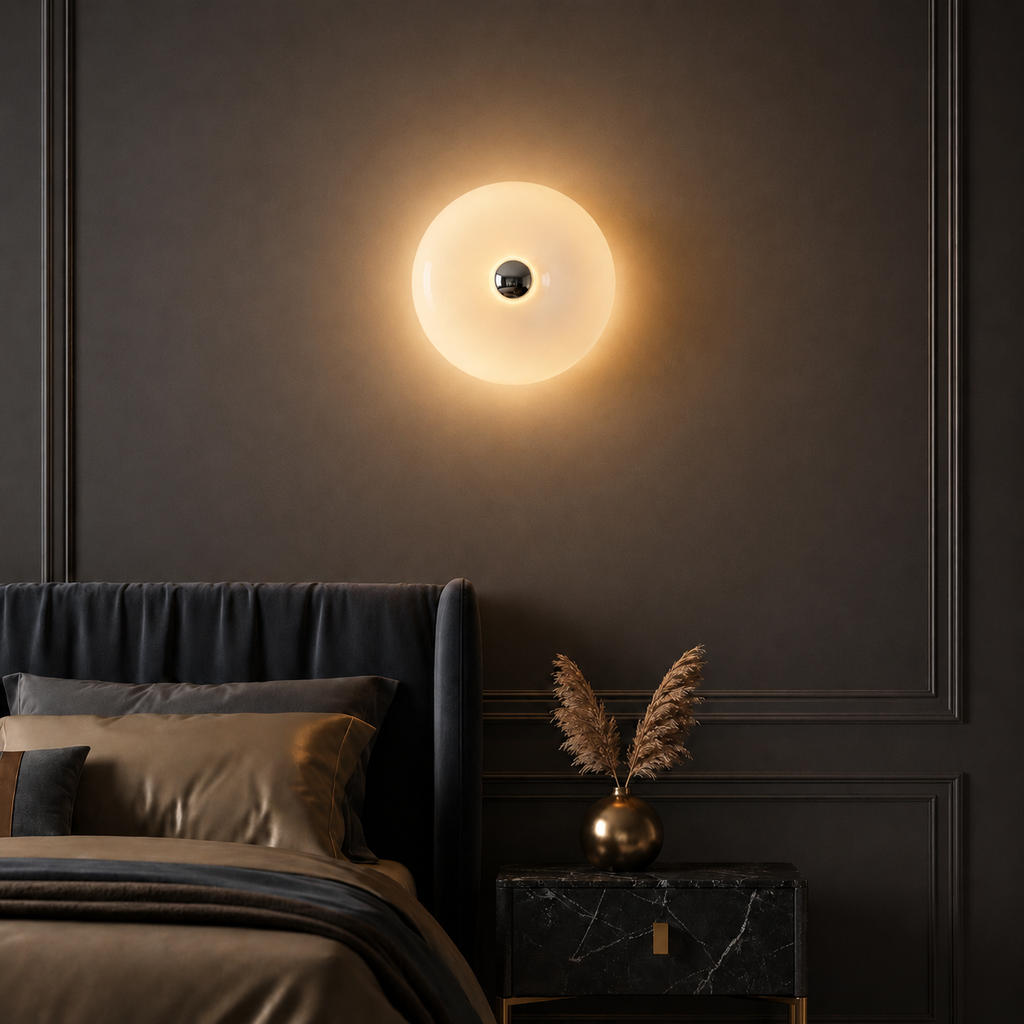 Roselle Veil Plug-In Glass Wall Sconce in a brighter premium lifestyle interior