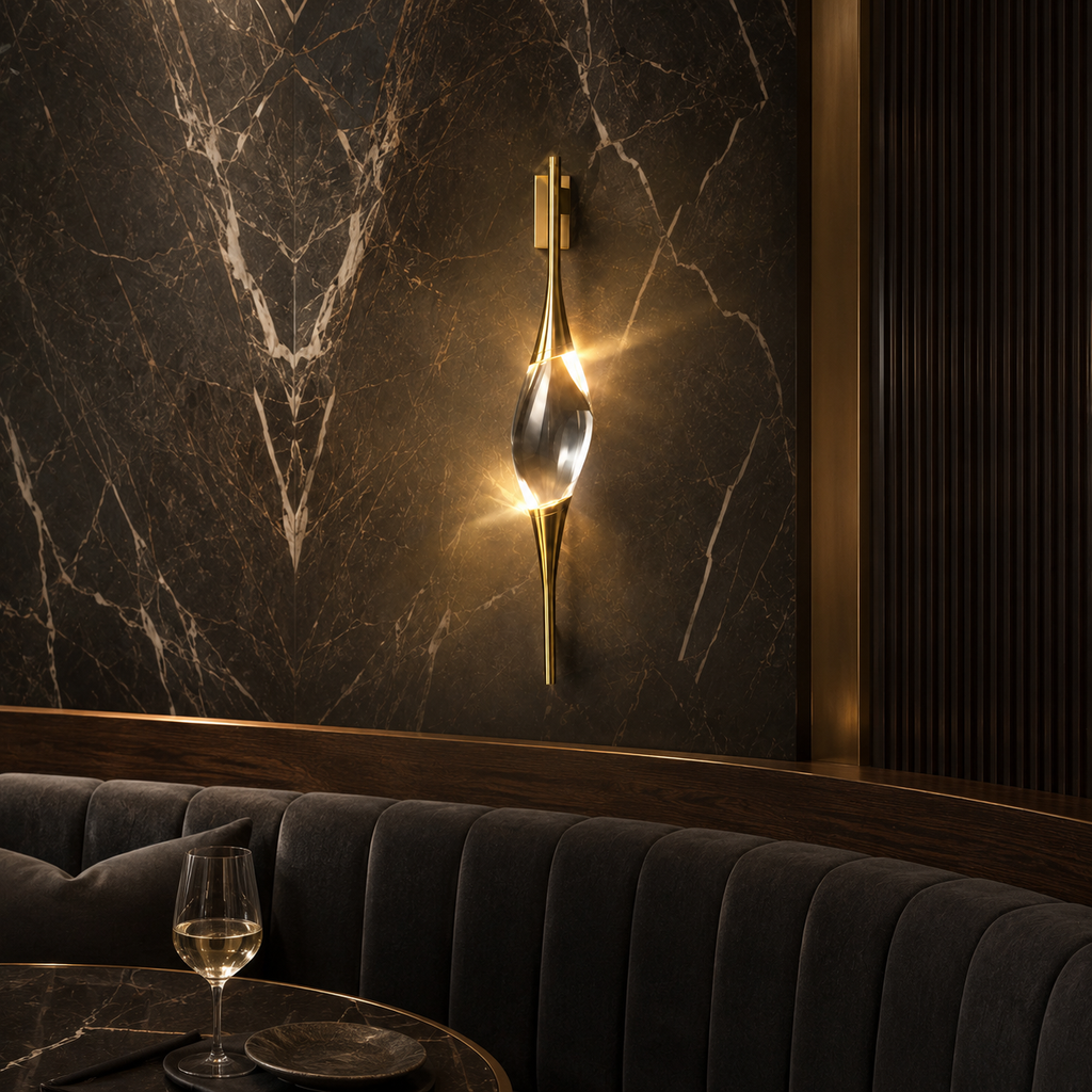 Sable Veil Sculptural Crystal Wall Sconce in an additional premium lifestyle setting