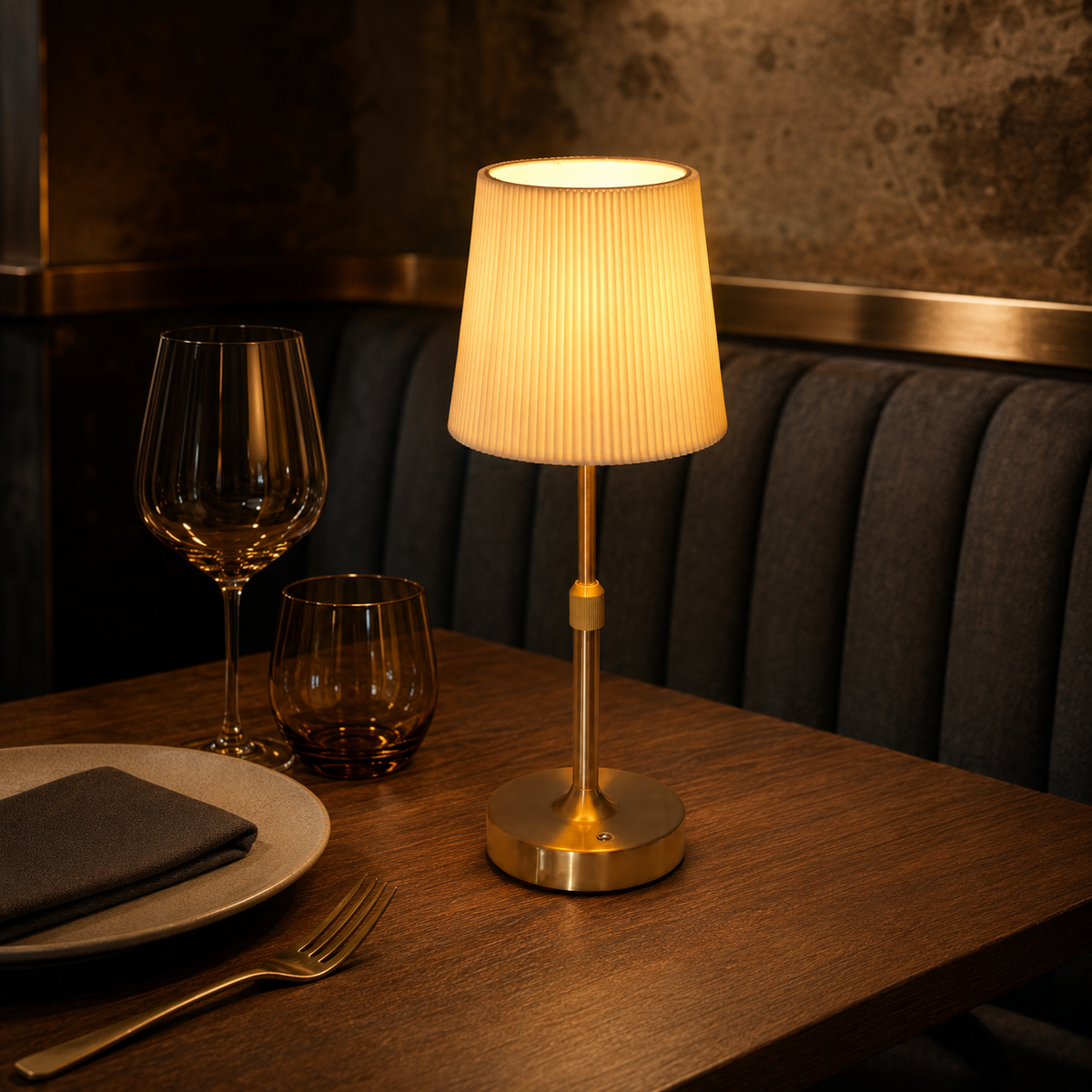 Thalia Contour Rechargeable Restaurant Table Lamp in an additional premium lifestyle setting