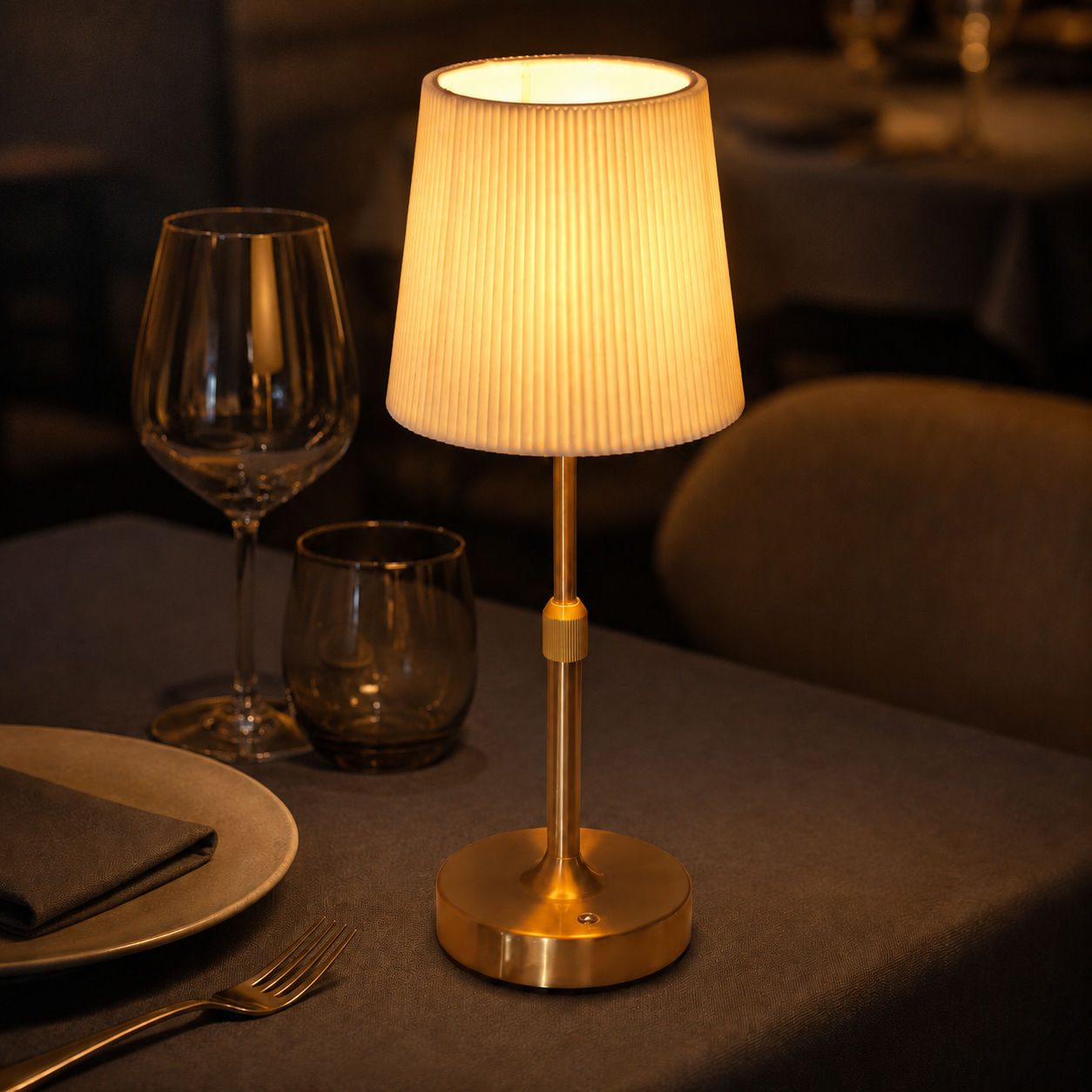 Thalia Contour Rechargeable Restaurant Table Lamp in a brighter premium lifestyle interior