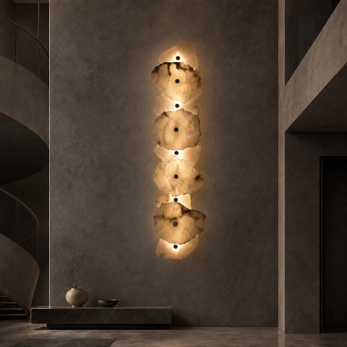 Zorin Contour Cascading Marble Wall Sconce in a brighter premium lifestyle interior